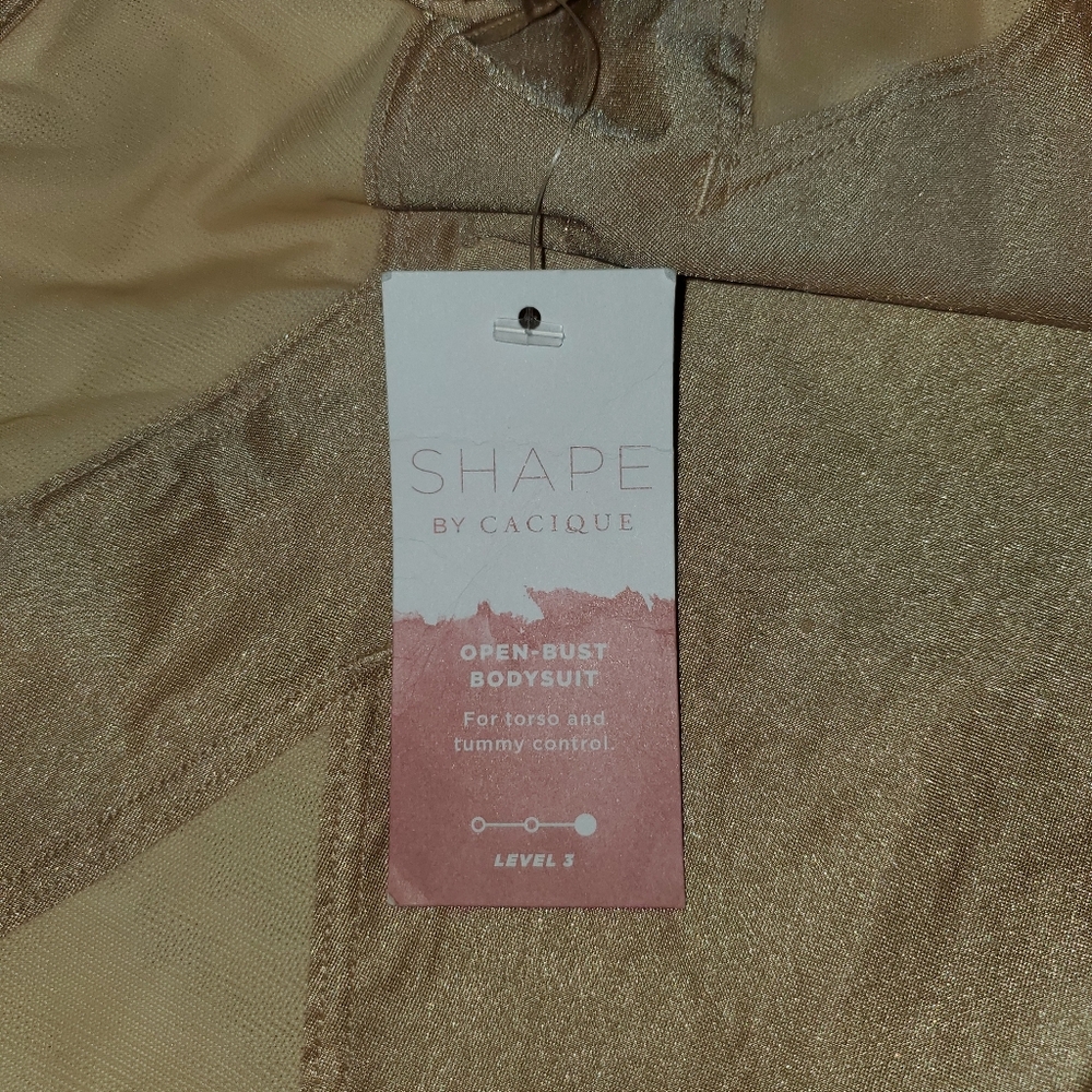 Cacique Gold Open Bust Bodysuit, Size 14/16, NWT and In Sealed Bag